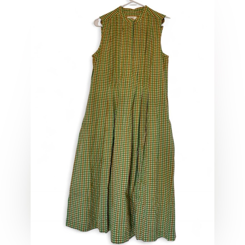 TOAST Sleeveless Plaid Cotton Midi Dress, Size 10, Cottagecore